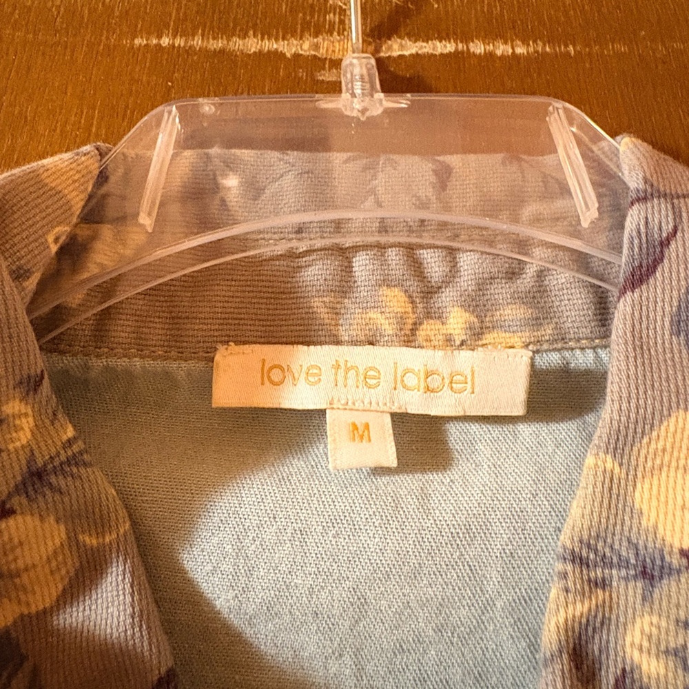 Love the Label Anthropologie Floral Chambray Belted Mini Dress - Picture 3 of 9
